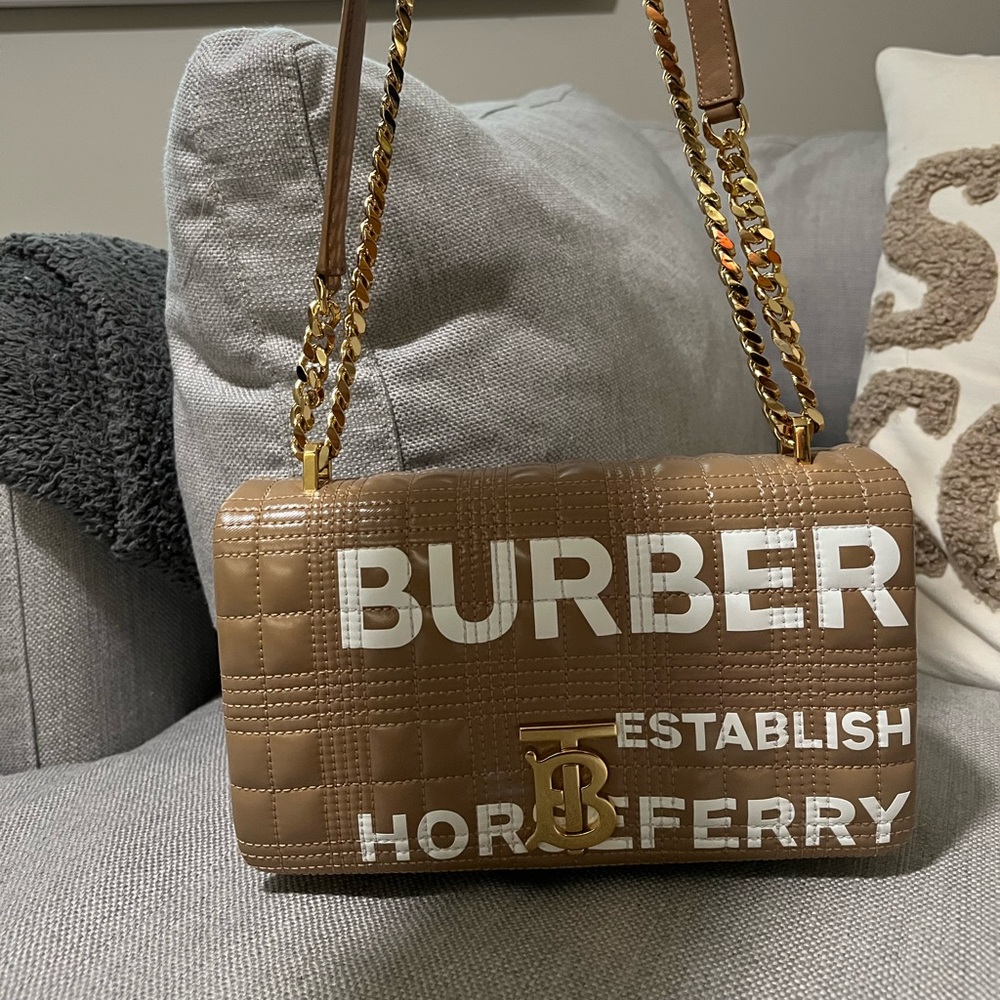 Burberry horseferry print quilted small Lola bag in RARE light brown color